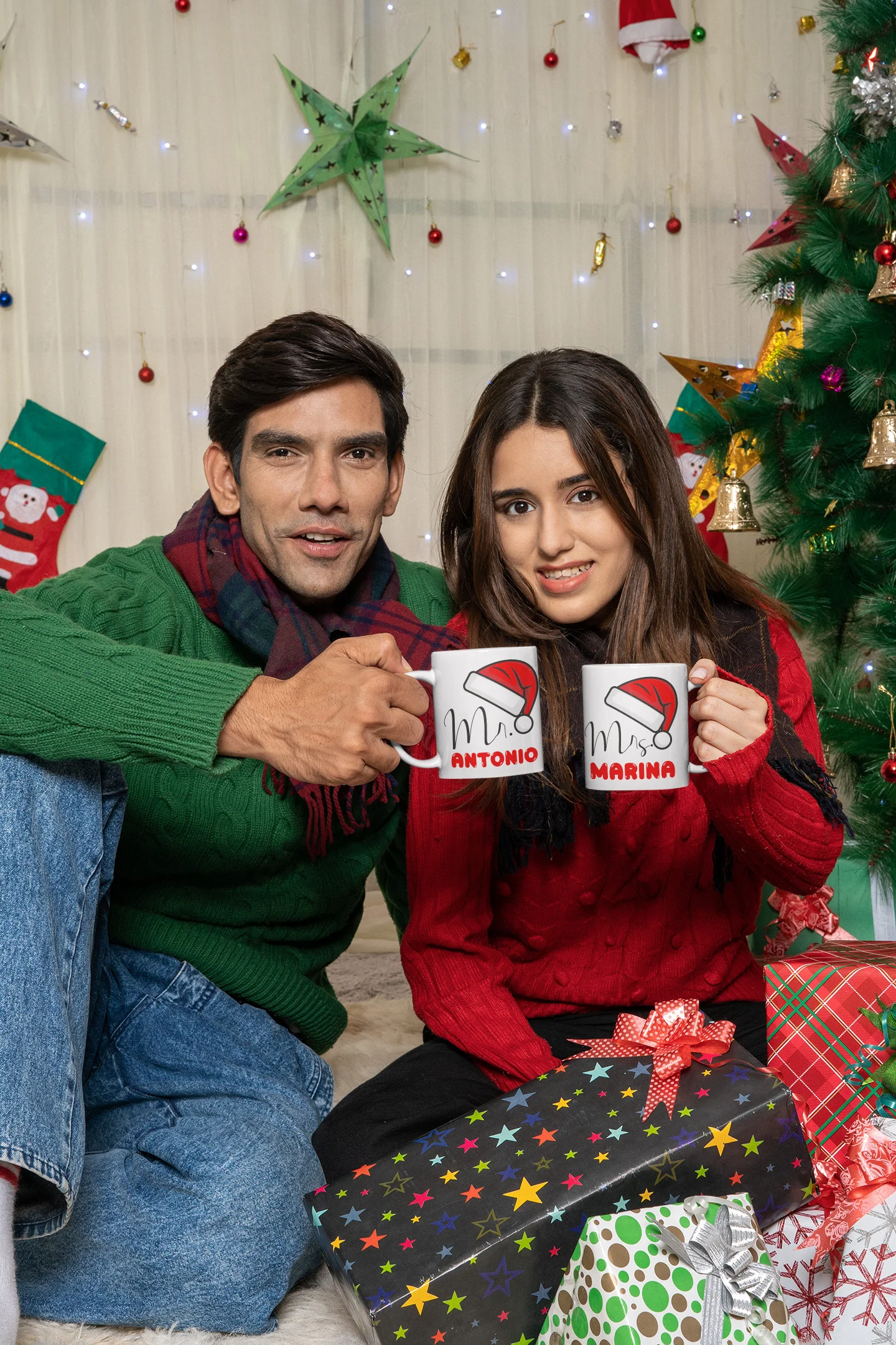 Coppia di tazze Natale Natalizia PERSONALIZZABILE con nome Babbo Natale Mr e Mrs Christmas Mug 11 Oz Idea Regalo - immagine 6