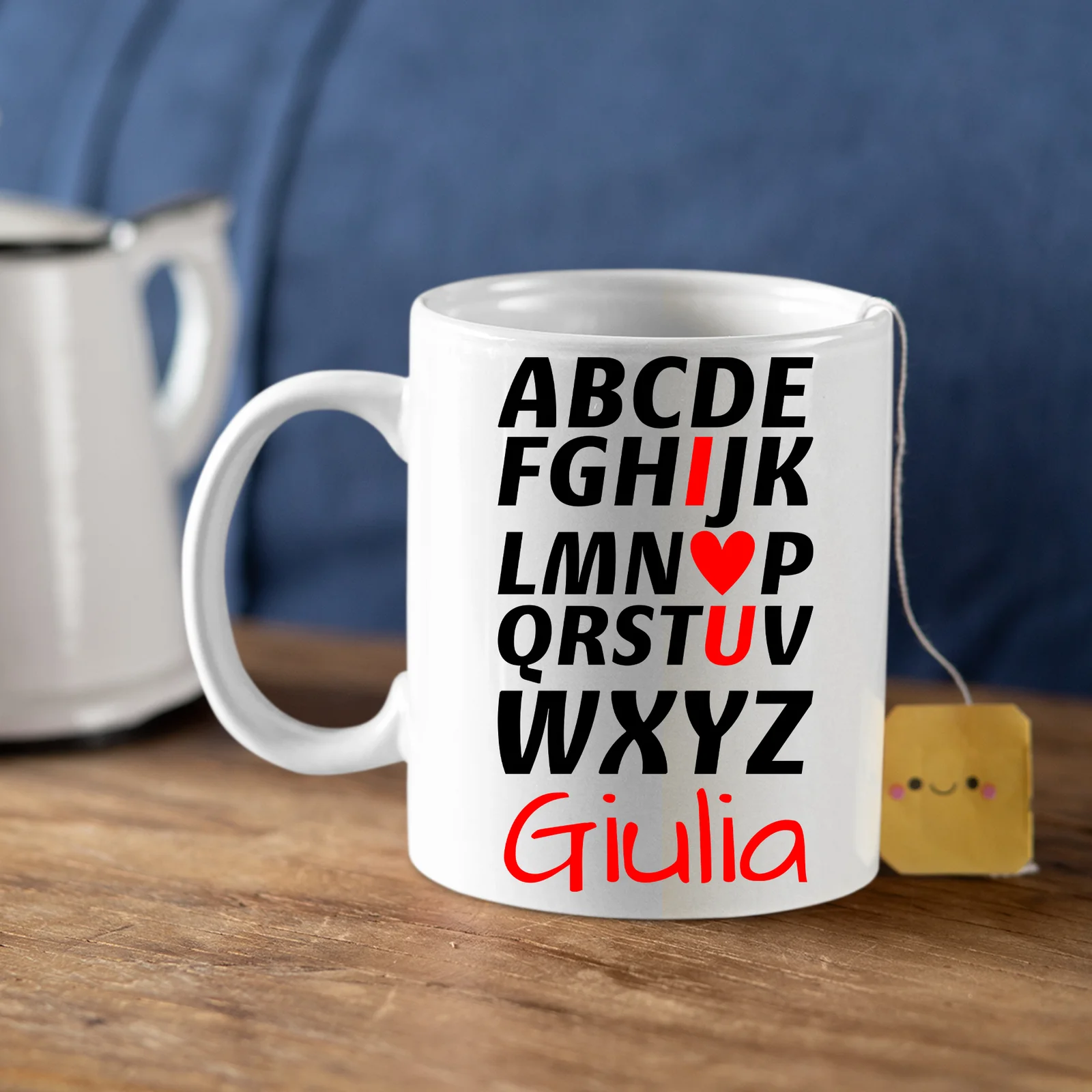 Coppia Tazze Sanvalentino Personalizzabile Alfabeto I love you Personalizza con Nome Amore Innamorati Fidanzati Regalo Lui e Lei Mug 11 Oz - immagine 6