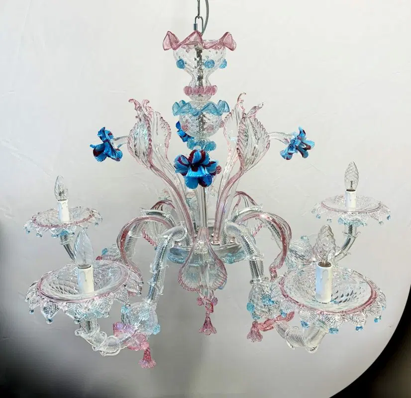 Lampadario in vetro di Murano rezzonico ditta Cesare Toso 1970 - immagine 4