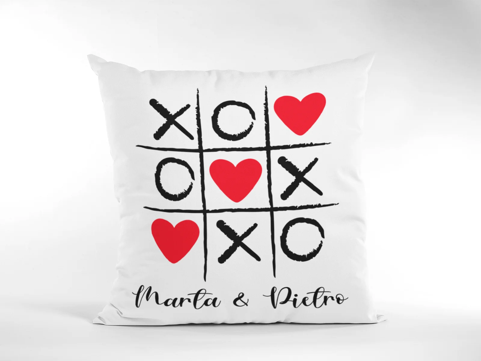 Cuscino SanValentino Personalizzabile Tris personalizzabile con nome Love Innamorati 40×40 cmidea regalo - immagine 2
