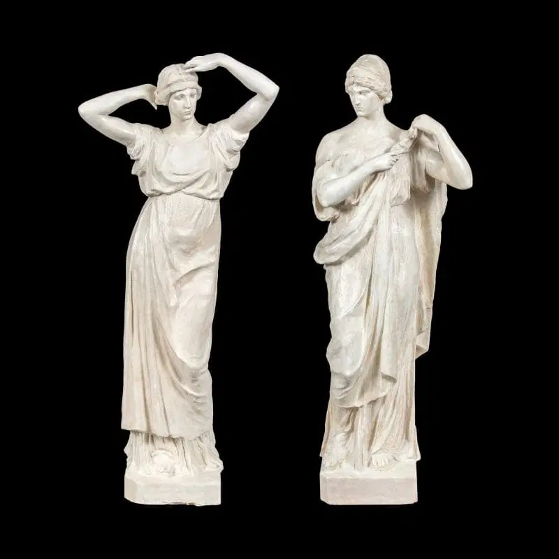 Coppia di sculture in scagliola – Figure romane. Italia, XIX secolo.