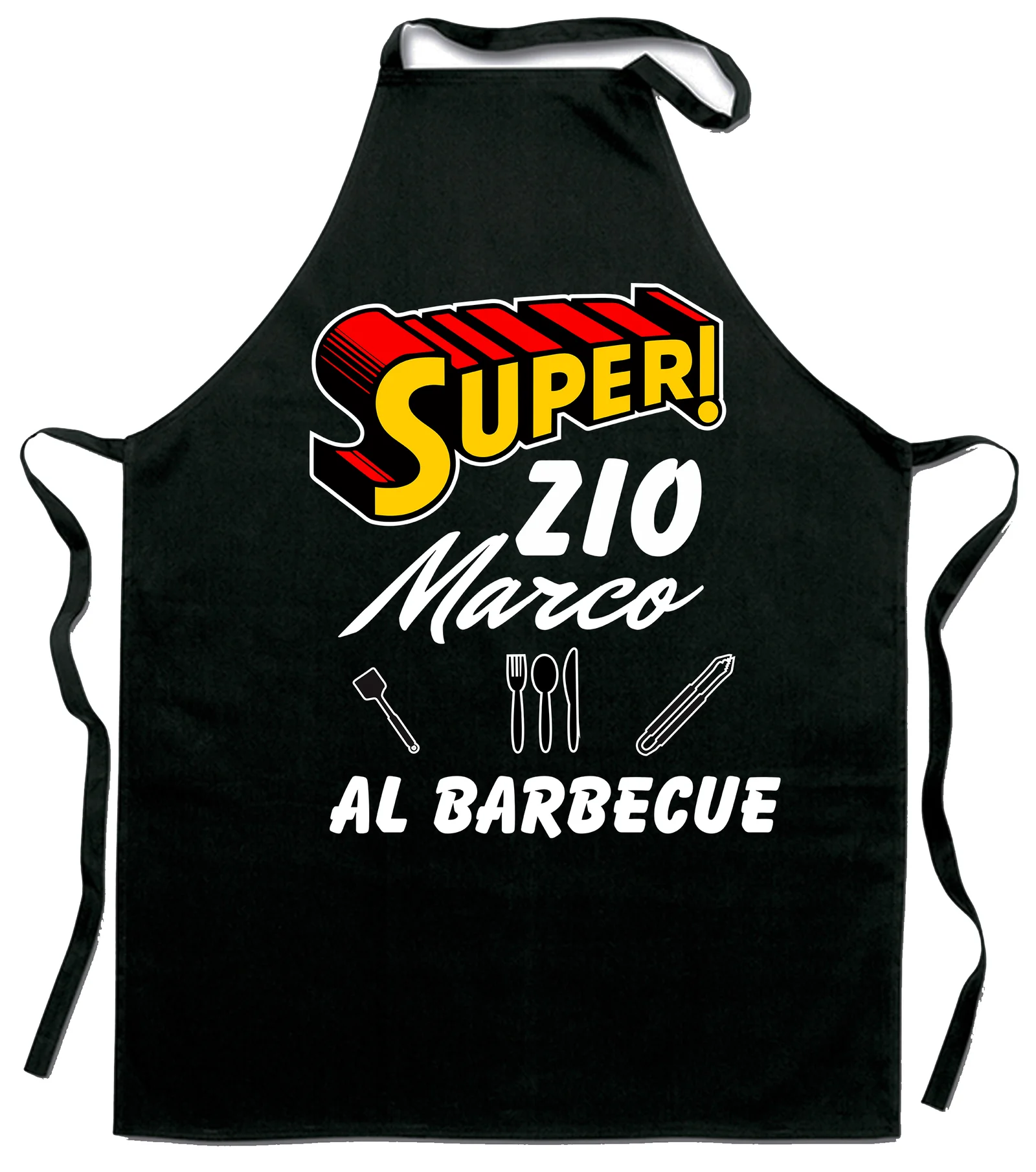 Grembiule da cucina personalizzabile con nome super zio Marco al barbecue - immagine 2