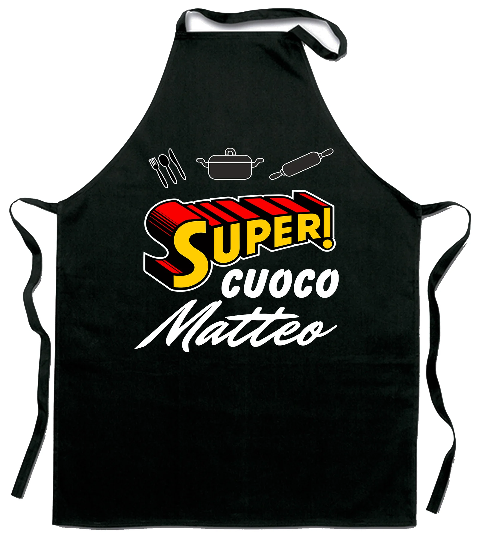 Grembiule da cucina personalizzabile con nome super cuoco Matteo - immagine 2
