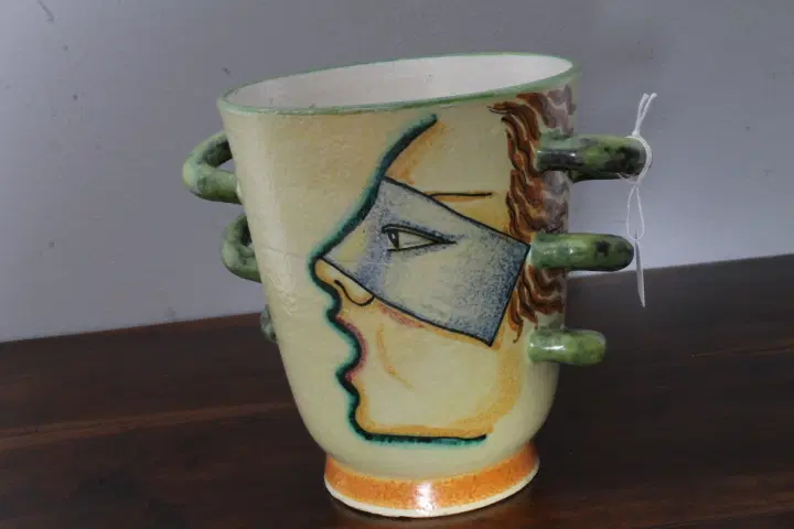 Ivos Pacetti , Marca Dima Albisola Vaso Futurista anni 30 . Doppio volto mis H 17 - immagine 2