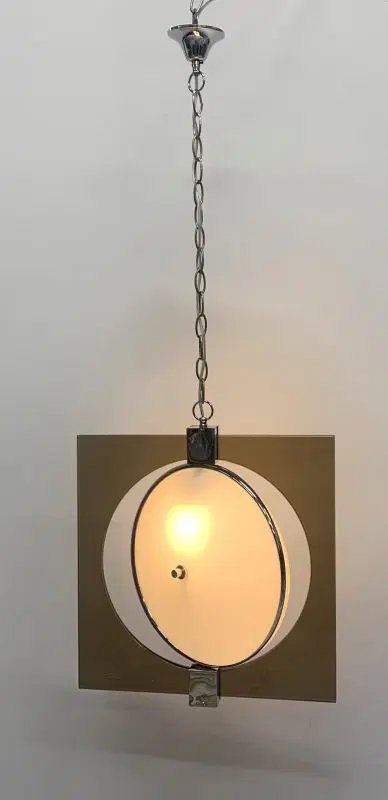 Lampadario fontana arte vetro molato a mano vintage pendente made in italy - immagine 5