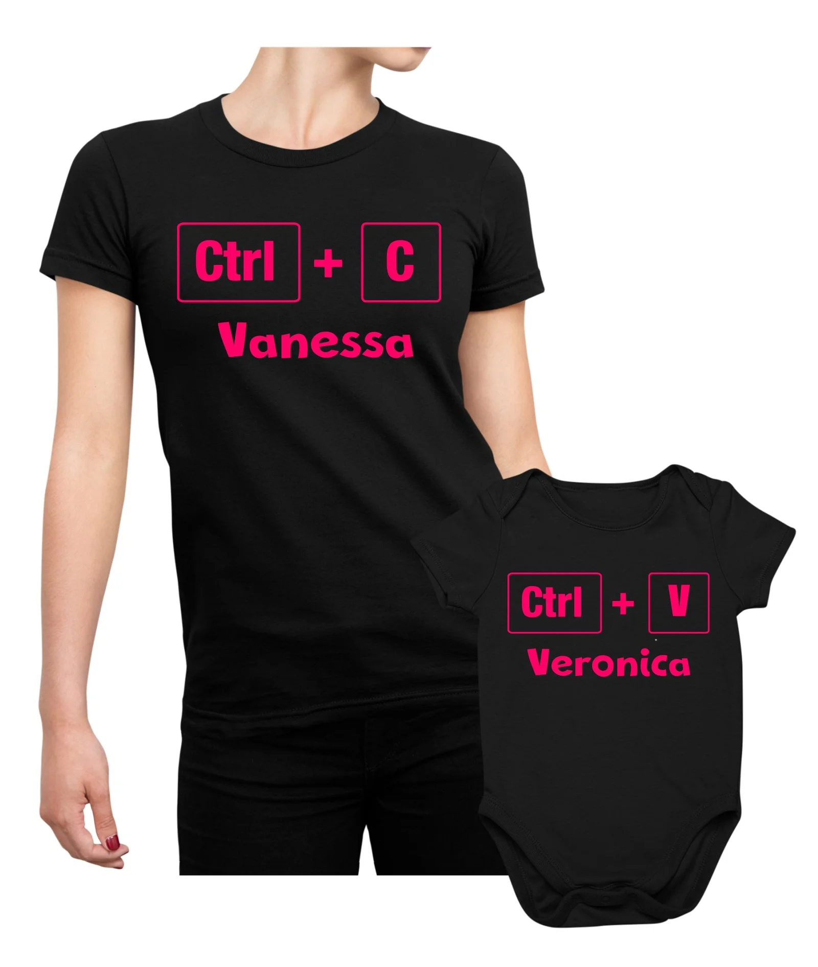 Coppia t-shirt e body neonato Festa della Mamma PERSONALIZZABILE Maglietta Mamma Figlia Ctrl + C Ctrl + V – Idea Regalo Mamma