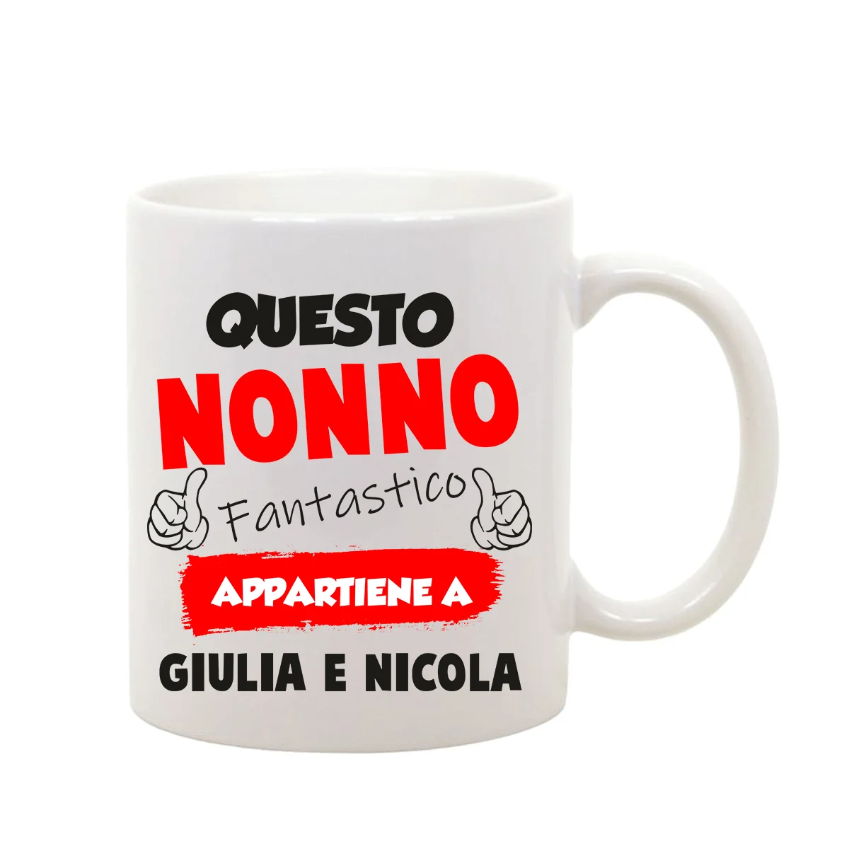 Tazza Mug in ceramica Nonno divertente gadget festa dei nonni PERSONALIZZABILE Questo nonno fantastico appartiene a (nomi dei nipoti) – idea regalo nonno