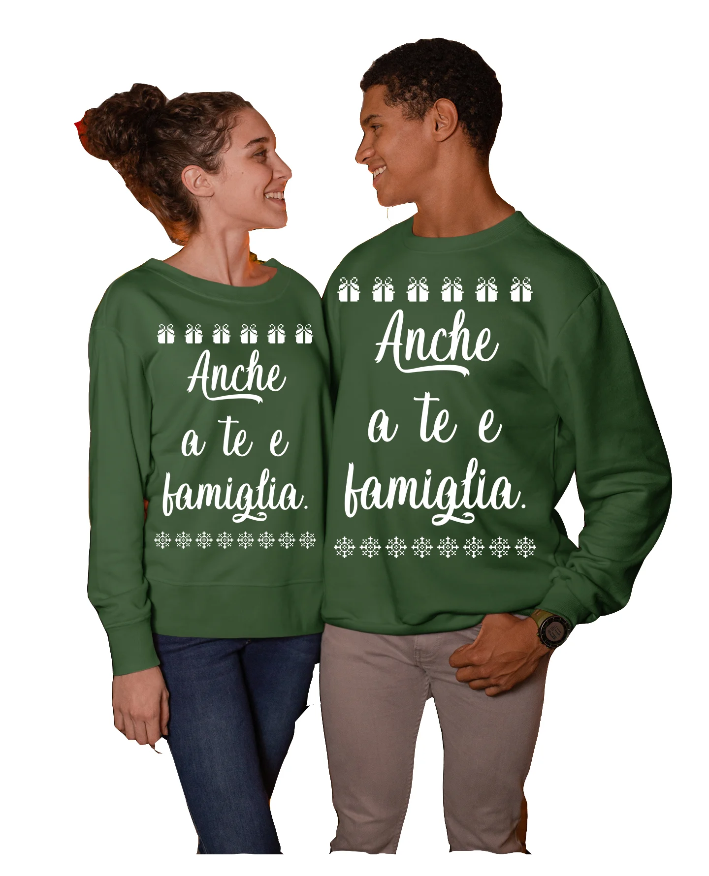 Coppia di Felpe Girocollo divertente Natale Natalizie lui e lei anche a te e famiglia – idea regalo natale Unisex - immagine 3