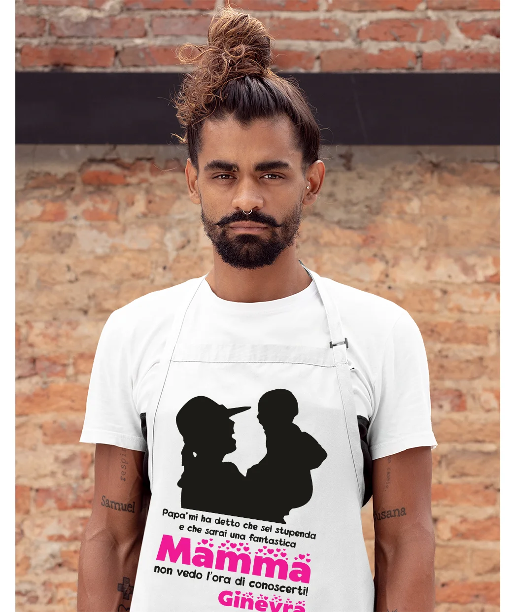 Grembiule da cucina Mamma PERSONALIZZABILI Non vedo l’ora di conoscerti Idea Regalo taglia Unica - immagine 4