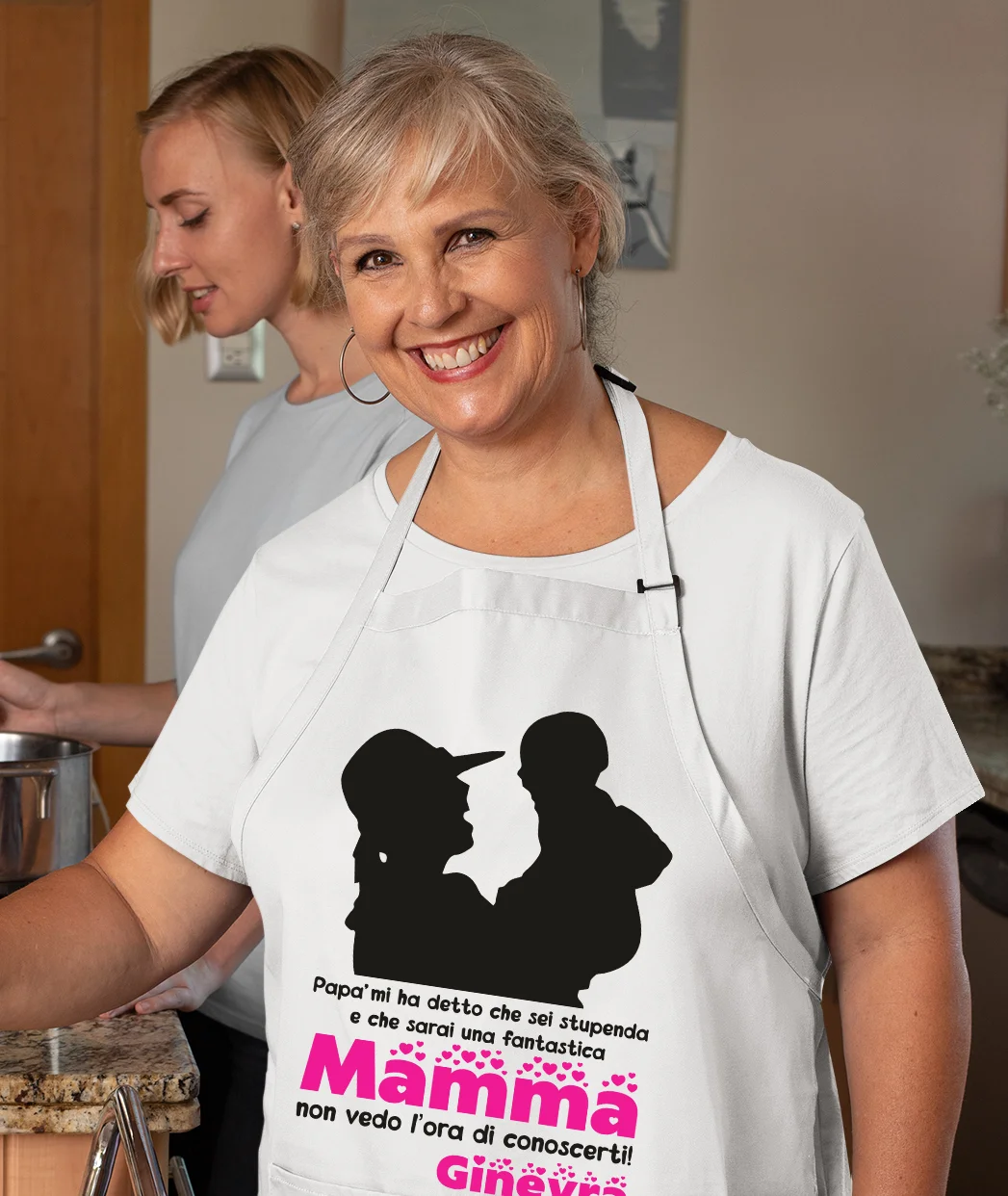 Grembiule da cucina Mamma PERSONALIZZABILI Non vedo l’ora di conoscerti Idea Regalo taglia Unica - immagine 5