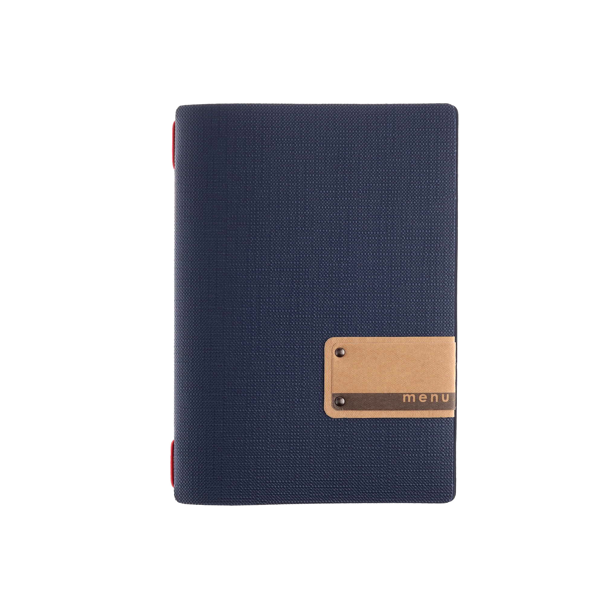 Porta menu juta blu etichetta patch a5 solo elastico