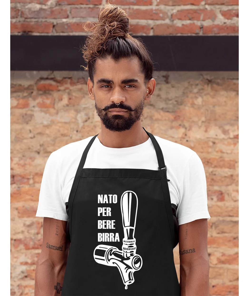 Grembiule cucina divertenti Nato per bere birra regalo humor chef cuoco griller barbecue pizza griglia - immagine 3
